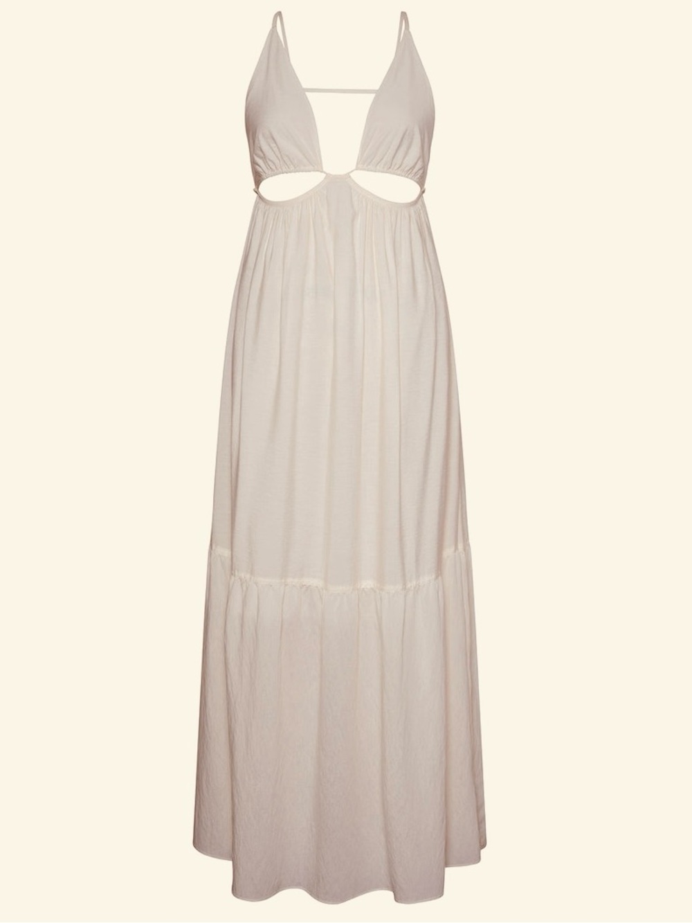 NWT. Jonathan Simkhai. Calliope Solid Cut Out Dress w/Strap Detail. Ecru. XS.